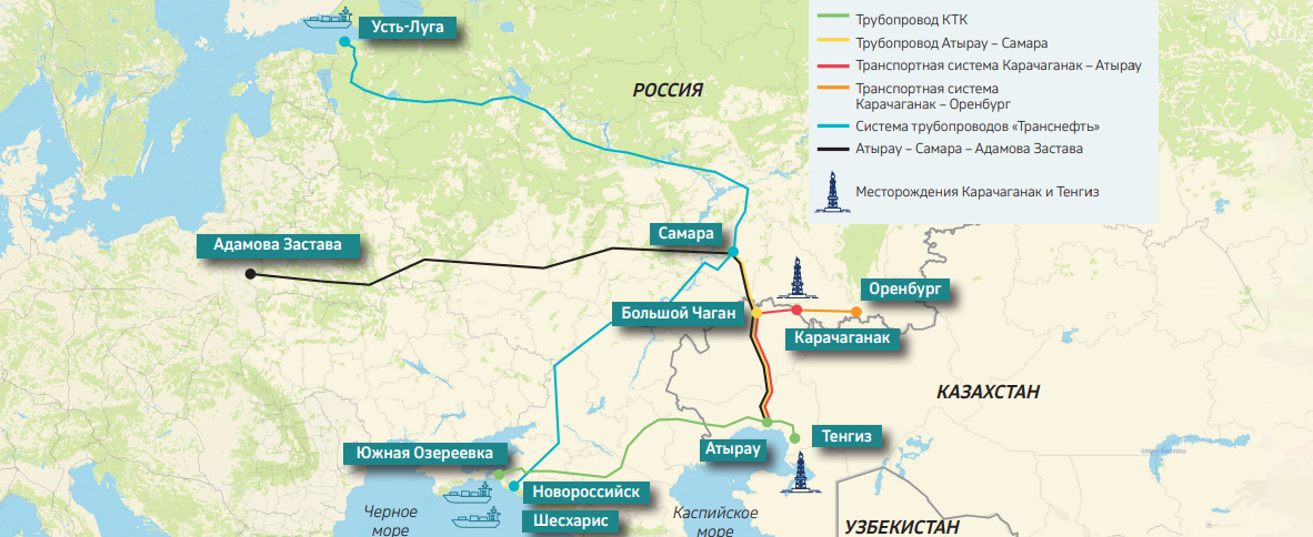 Рис. 5. Нефтяные экспортные маршруты КПО в 2024 г.