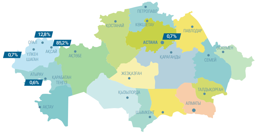 10-сурет. КПО жұмыскерлерінің аймақтар бойынша жіктелуі, 2024 жыл